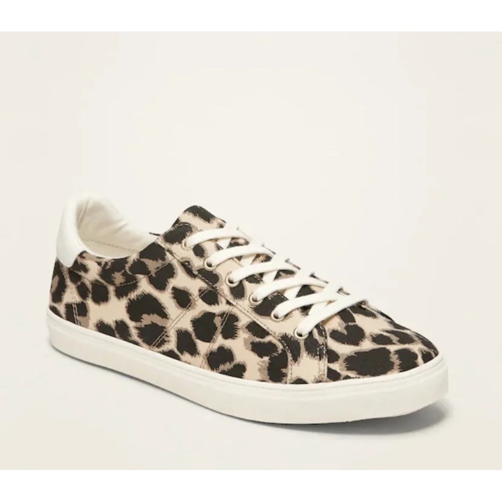 Old Navy Canvas Cheetah Leopard Print Sneakers Size 10